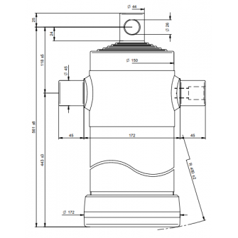 Teleskopski cilinder 6 stopenj 9 ton 2557 mm z luknjo 6011F